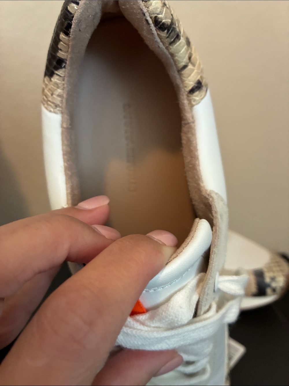 Banana Republic White Sneakers with Beige and Black Snake-Print - Picture 2 of 6